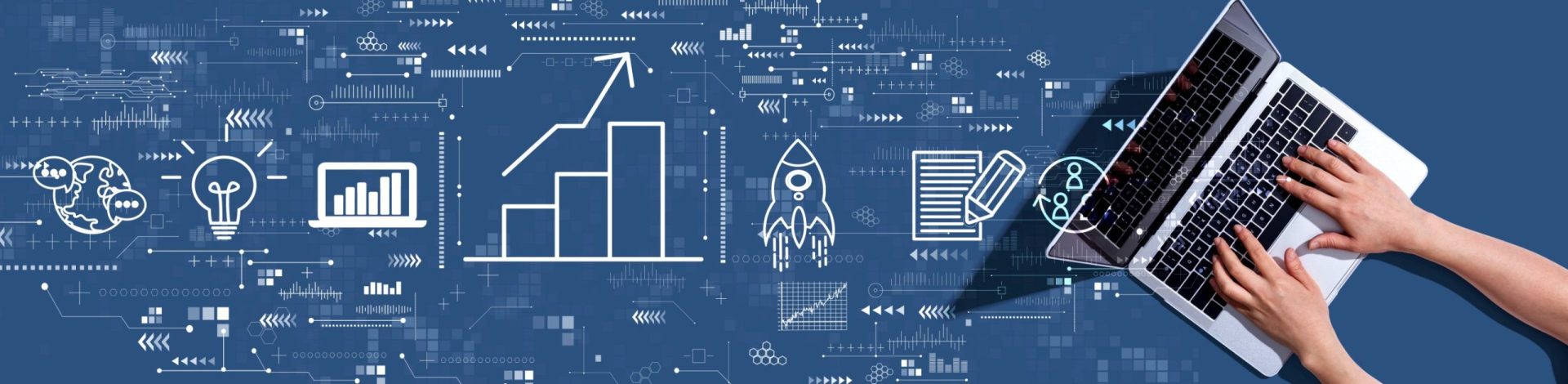 Laptop user, a data scientist, with data schematic of a NIW approved US immigrant a client of Jason Crofts, an esteemed immigration lawyer.